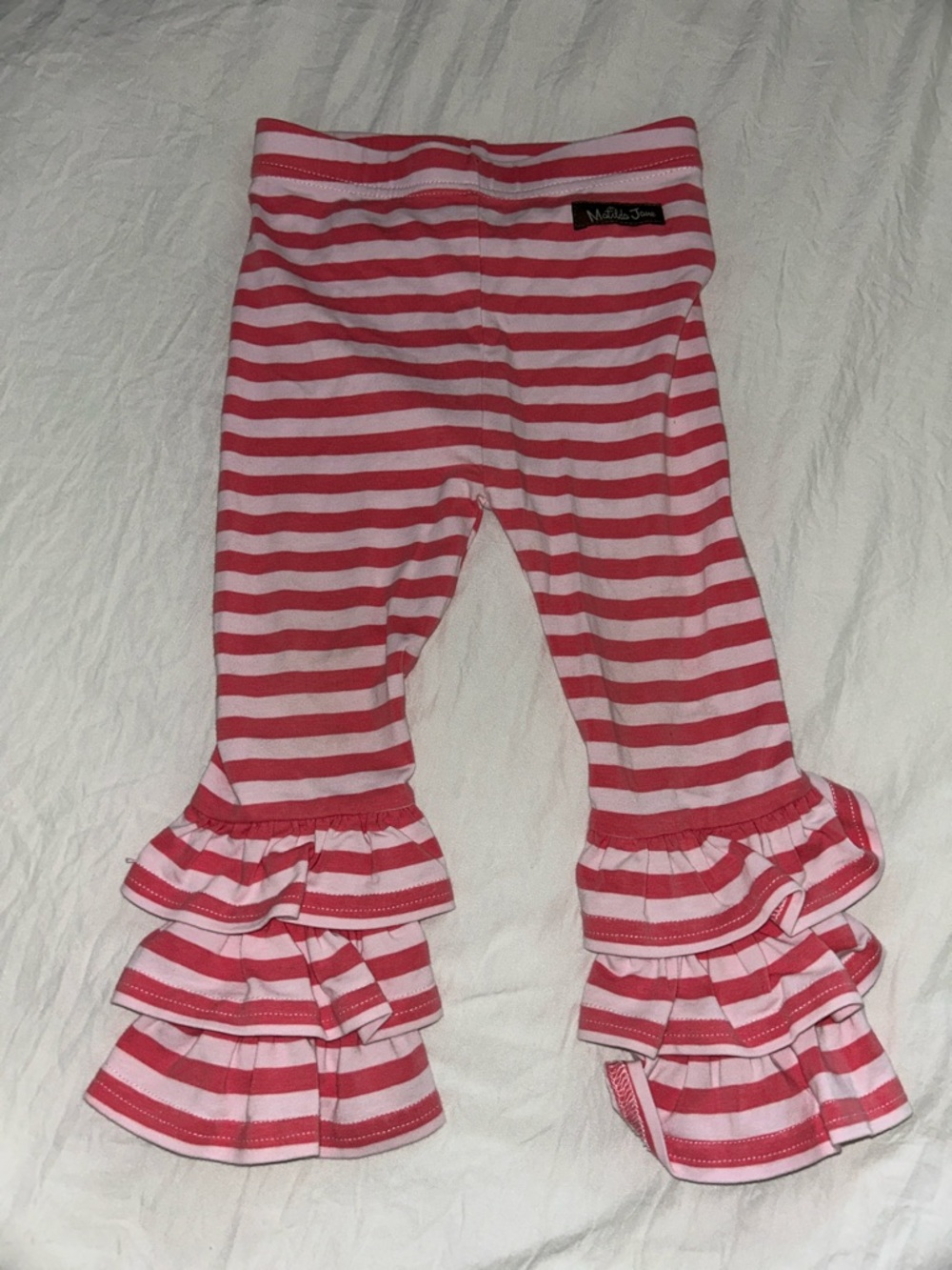 Matilda Jane Pink & Coral Striped Ruffle Leggings